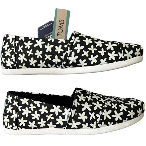 TOMS Alpargata Cloudbound Black Sun Daisies Slip on Shoes (6) - Picture 5 of 10